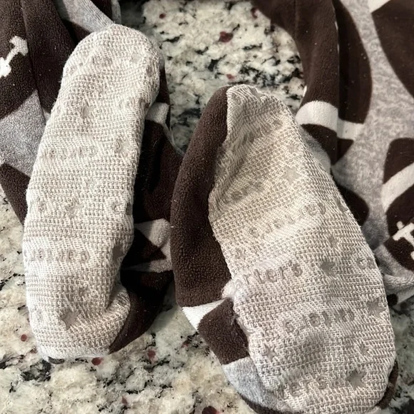 Carters Fleece Footed Football Pajamas size 2T EUC - Picture 2 of 4